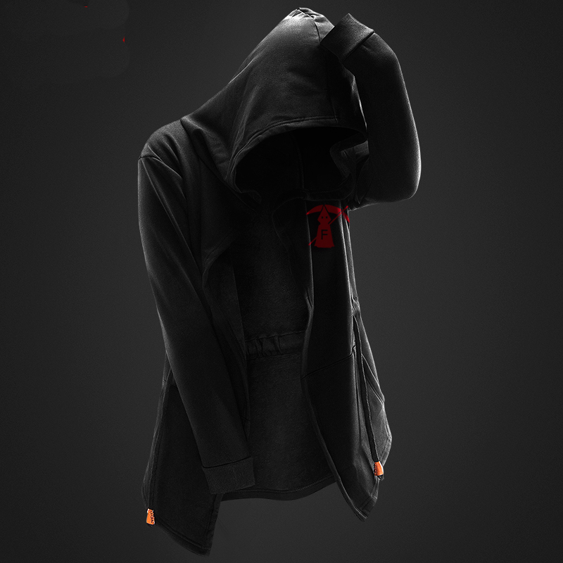 Cool FFF Long Hoodie Men Black Hooded Coats | WISHINY