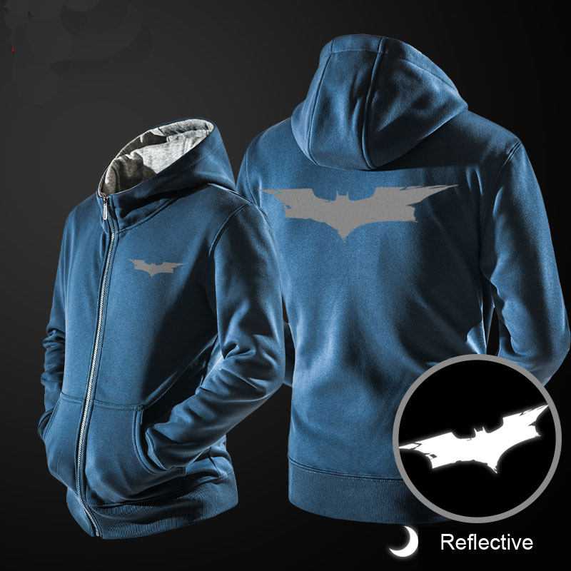 Superhéroe reflexivo Batman hoody para hombres sudadera con capucha negro |  WISHINY