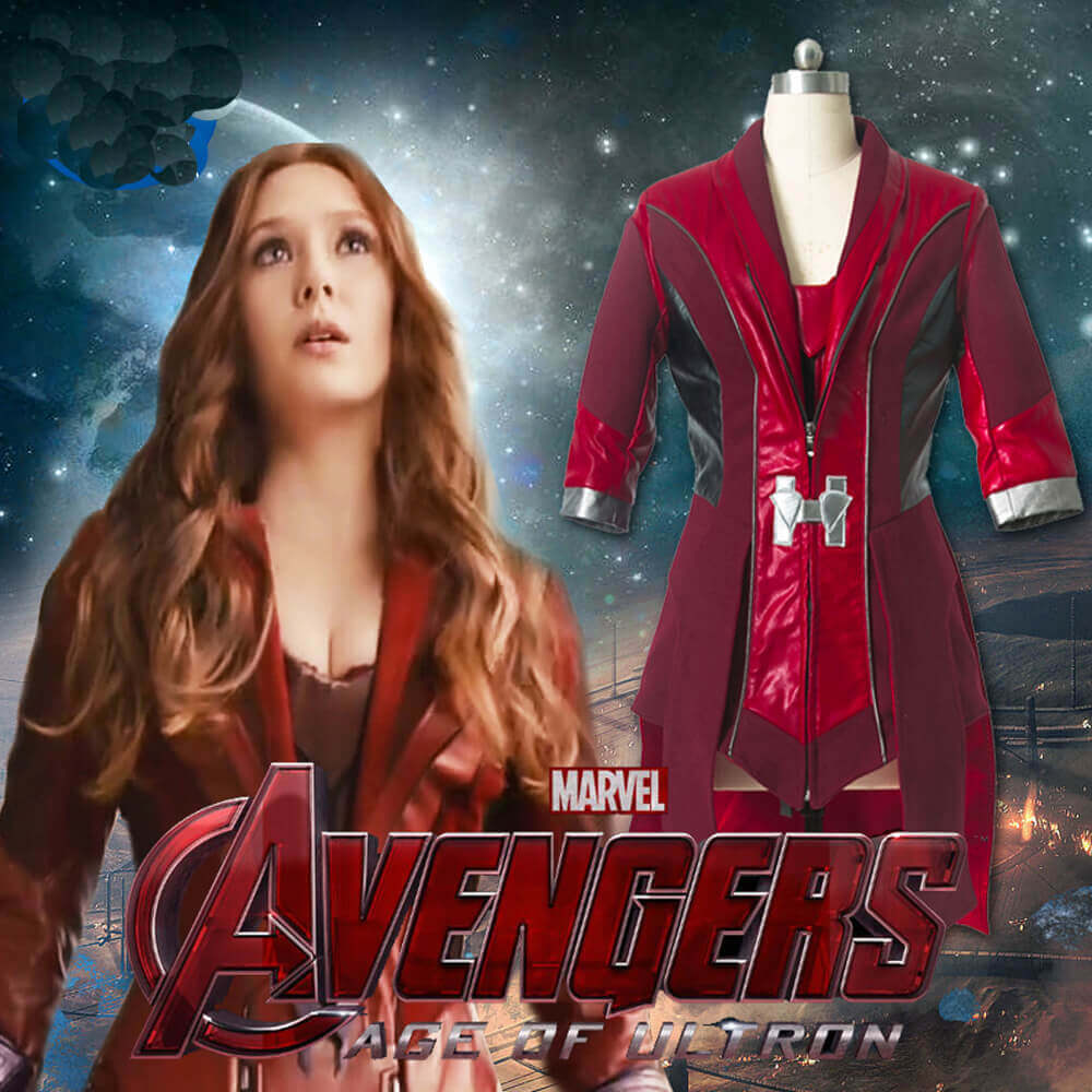 Scarlet Witch Cosplay Costume Avengers Age Of Ultron Wanda Maximoff Pu Leather Coat Wishiny