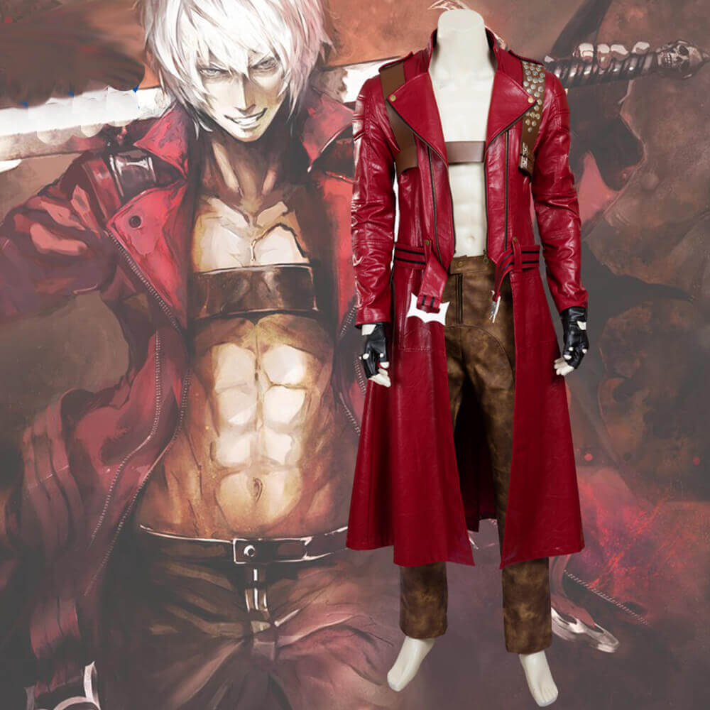 Devil May Cry Cosplay Costume Dmc Dante Pu Leather Windbreaker Wishiny 
