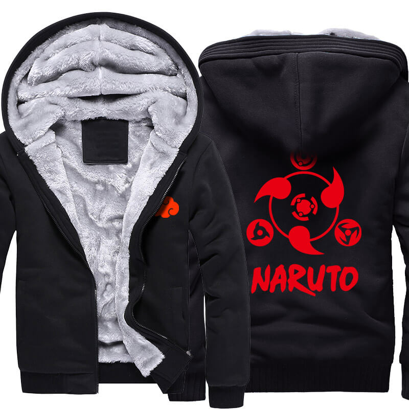 Naruto ナルト Sharinganロゴ冬のメンズの暖かいパーカー Wishiny