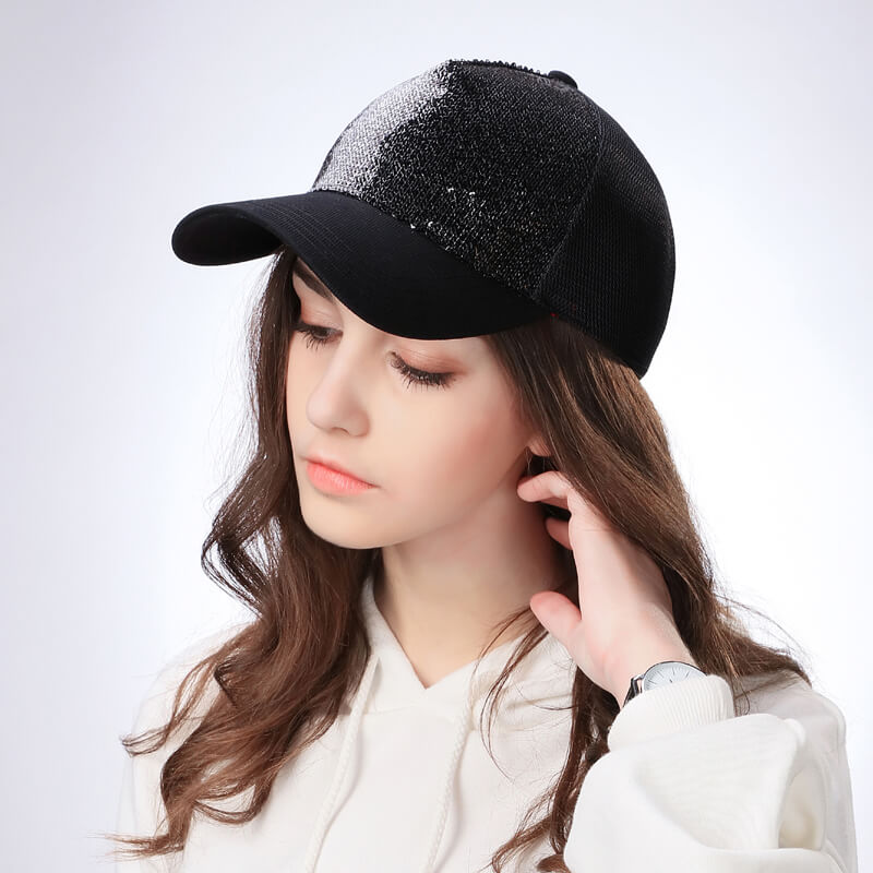 Ladies Summer Baseball Caps Wild Sequins Cap Travelling Summer Sun Hats ...