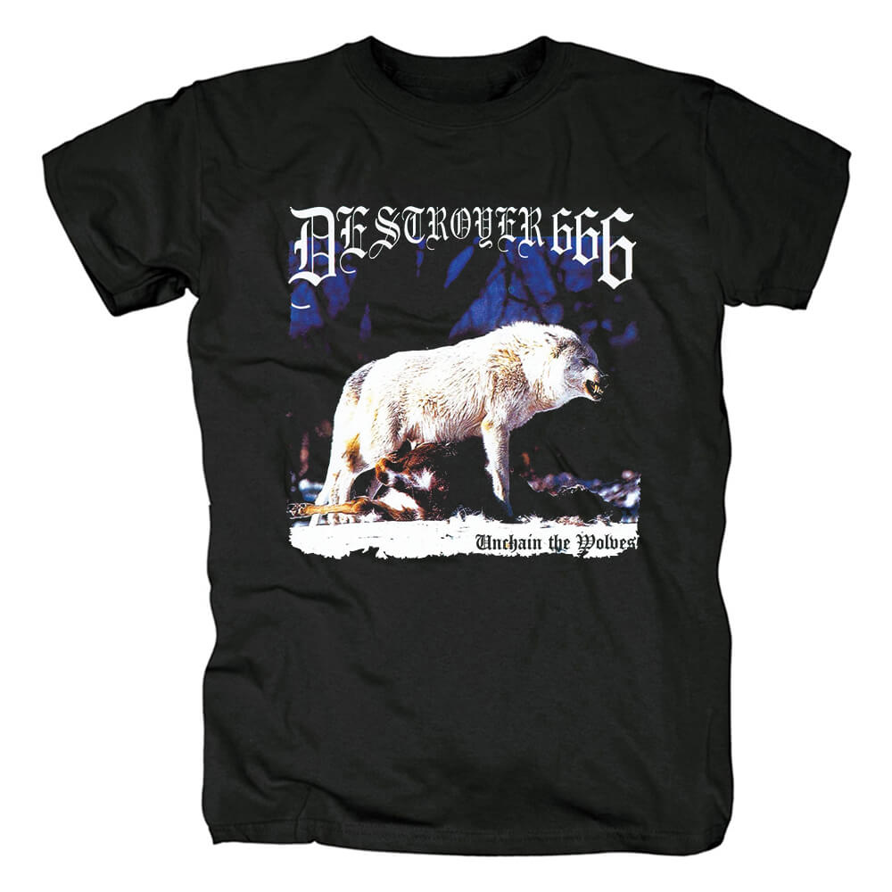 Australia Destroyer666 Unchain The Wolves T-Shirt Metal Shirts