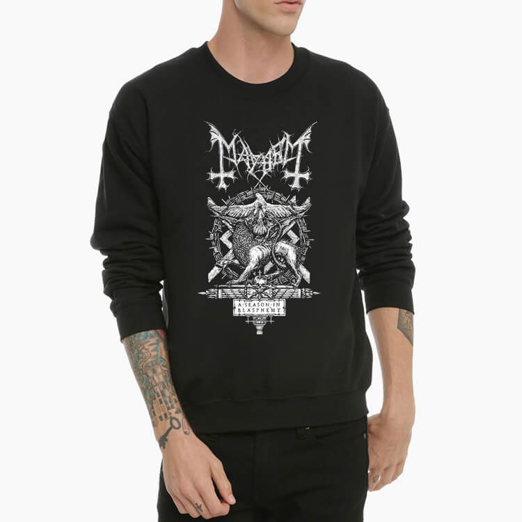 Black metal Mayhem Band Hoodie for Men | WISHINY