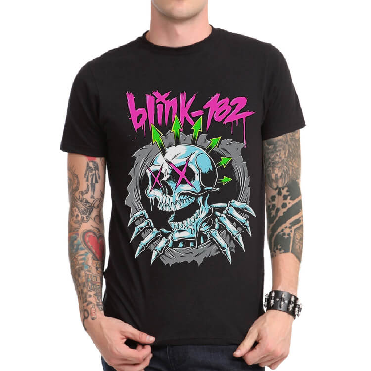 Hovedgade Køre ud lejesoldat Blink 182 Rock T-Shirt Black Heavy Metal Band Tee | WISHINY
