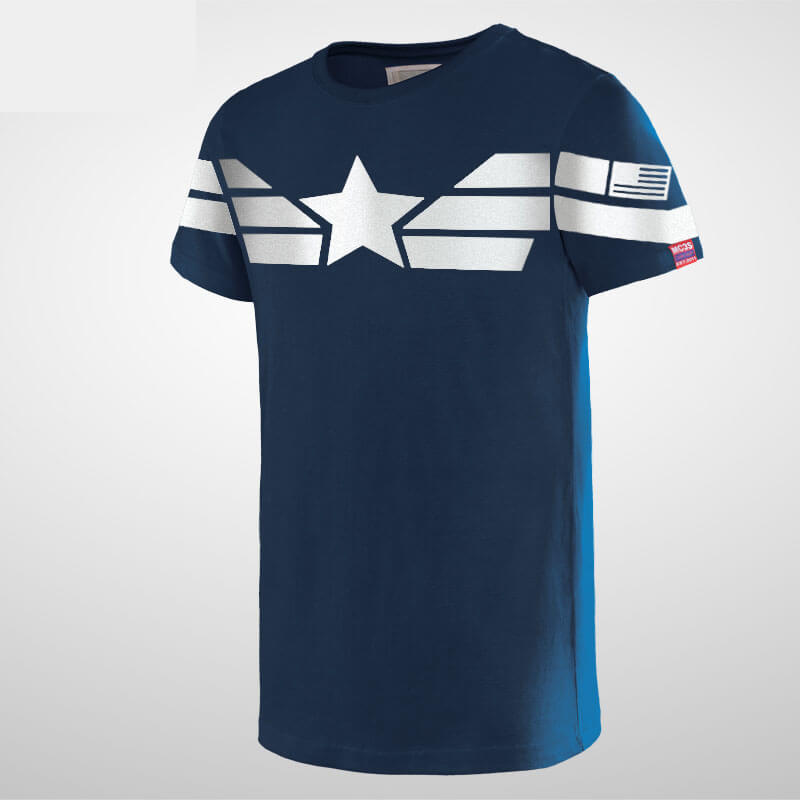Inde blod Daddy Captain America T Shirt Blue Mens Captain Costume Shirt | WISHINY