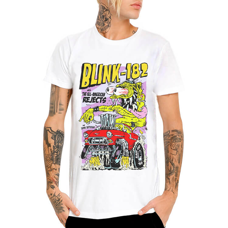 【となってお】 ロックTシャツ バンド パンク ブリンク 182 Blink-182 バイキンロゴ Mサイズ Lサイズ 黒色 白色