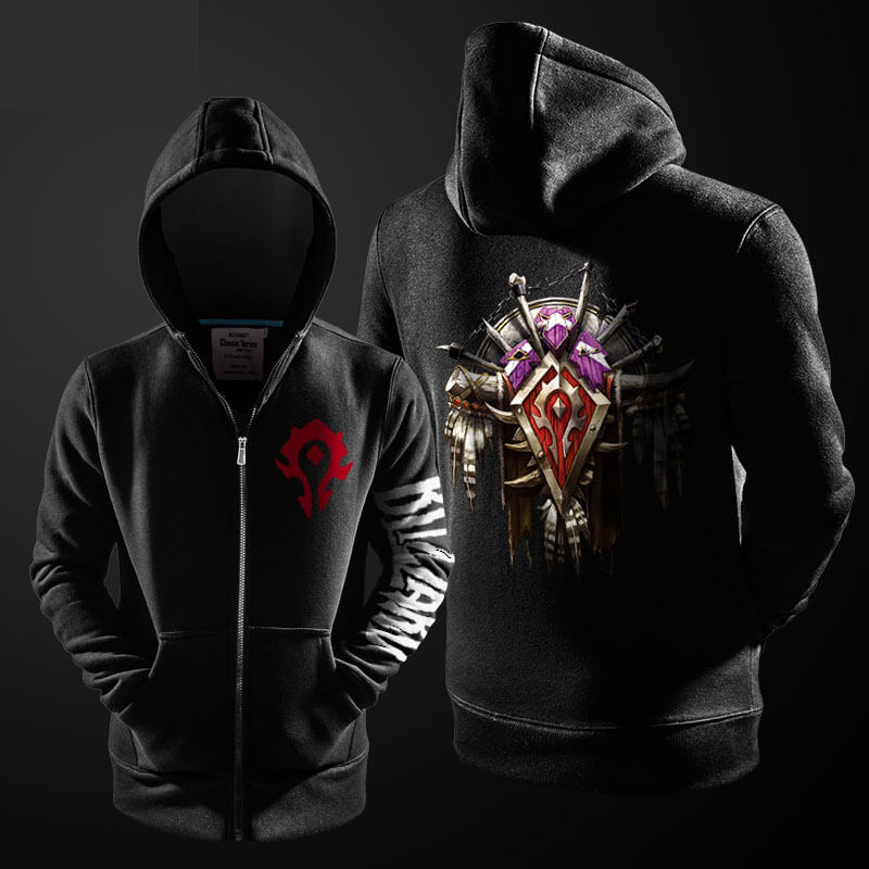 Cool Blizzard WOW Horde Hoodie World of Warcraft Red Zipper Clothing ...
