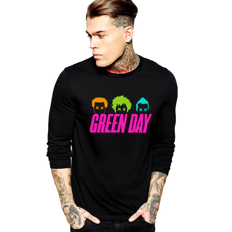 Cool Green Day T-Shirt Rock Music Team Long Sleeve Tee