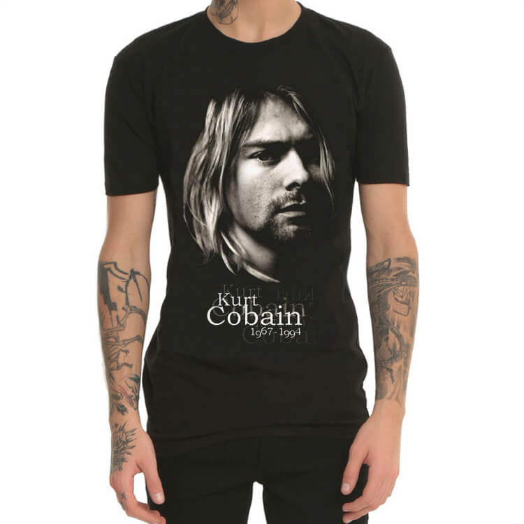 Cool Kurt Cobain Head Black T Shirt | WISHINY