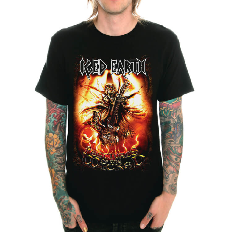 Iced Earth Rock Band Tshirt Black Heavy Metal T | WISHINY