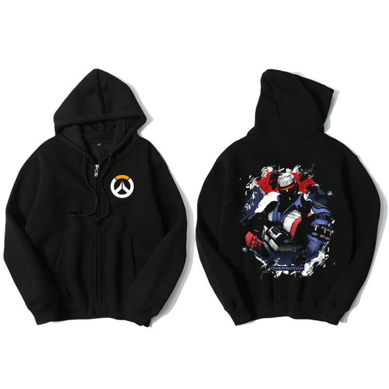 Overwatch Soldier 76 Hoodie For Young Black Sweat Shirt