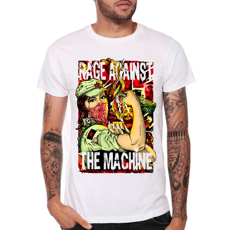 Rage Against The Machine Metallic Rock Print T-Shirt