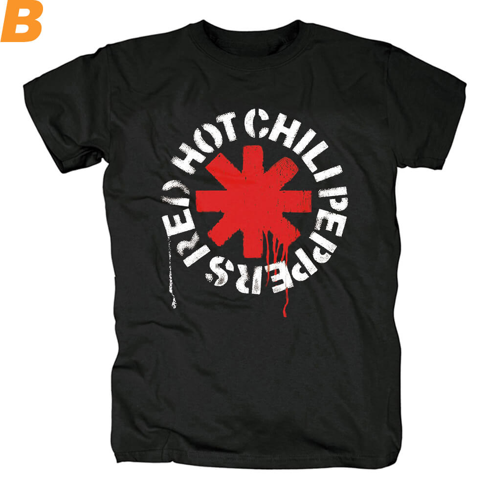 Red Hot Chili Peppers Stencil Black T-Shirt Hard Rock Graphic Tees ...