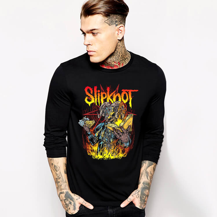 omdrejningspunkt Kortfattet Begrænsning Slipknot Knot Long Sleeve T-Shirt Black Heavy Metal Tee | WISHINY