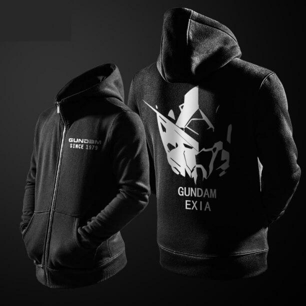 Cool Gundam Exia Sweat à capuche noir Zipper manteaux de coton pour les garçons