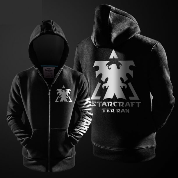 Blizzard StarCraft 2 Terran zippé à capuche homme chandail à capuche noir