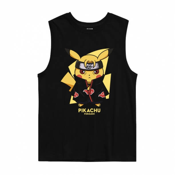 Pokémon Uchiha Itachi Pikachu Tank Tops Camiseta Plus Size Roupas Anime