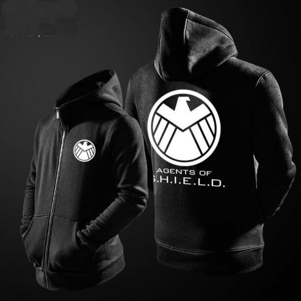 Agents of Shield Hoodie For Mens Black Zipper Sweatshirt