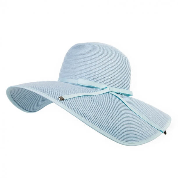 Summer Ladies Big Straw Hats Blue Bow Tie Anti-UV Beach Hat Outdoor Sun Hats Girls