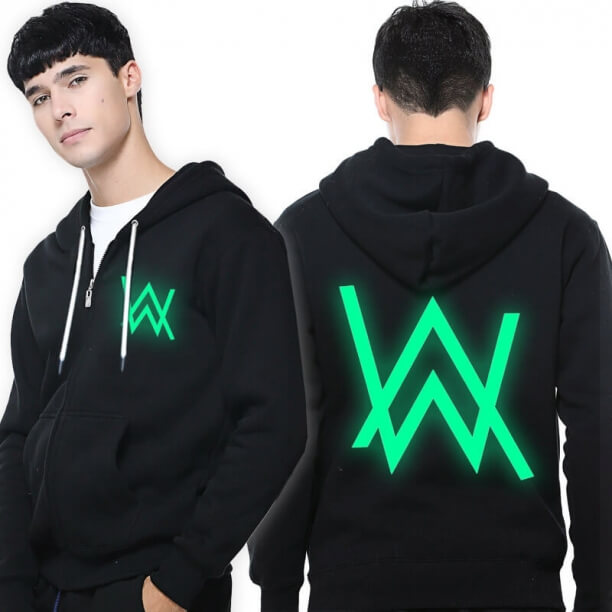 Alan Walker falmede sweatshirt cool 3XL sort lysende hoodie til mænd