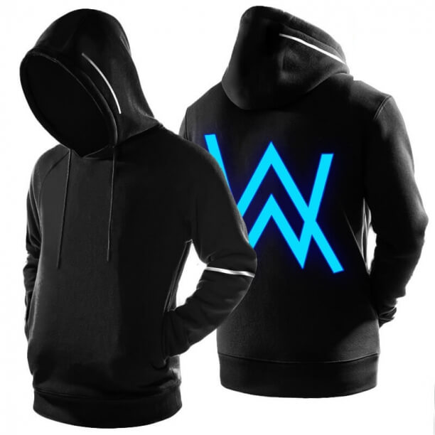 Alan Walker capuz preto luminoso desbotado moletom cool