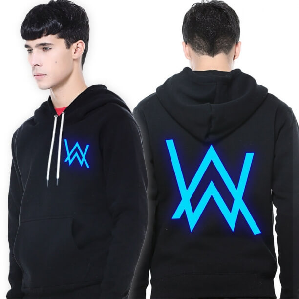 Alan Walker s kapucňou pre mužov DJ hudba vyblednuté mikiny žiara v tme 