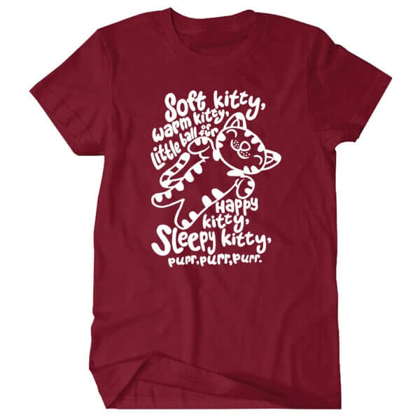 Big Bang Theory Sheldon Soft Kitty Tshirt Red Wine