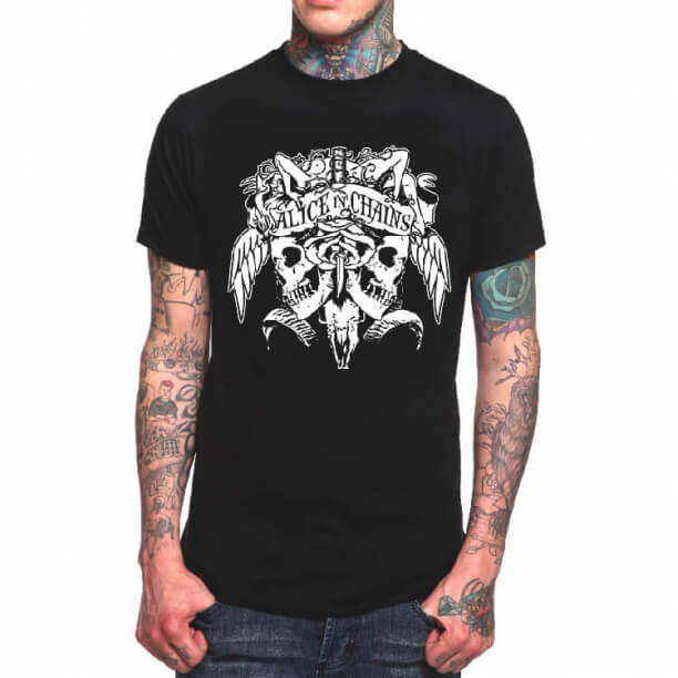 Siyah Ağır Metal Alice Zincirler Band Tshirt  