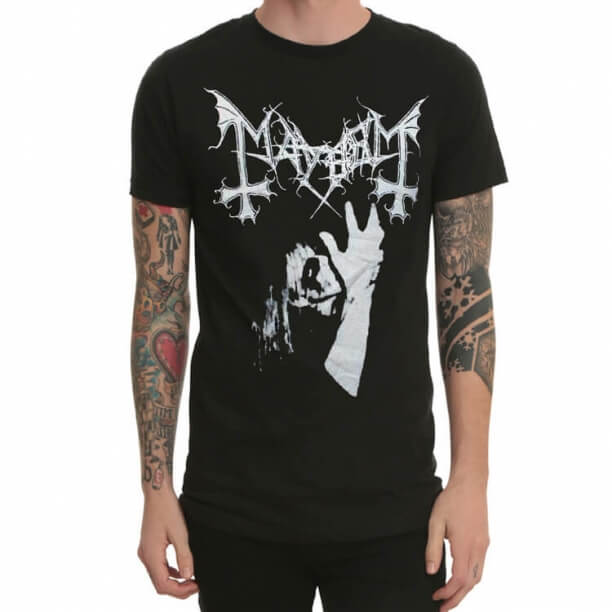 Schwarzes Metallt-shirt Mayhem-Rockband-T-Stück