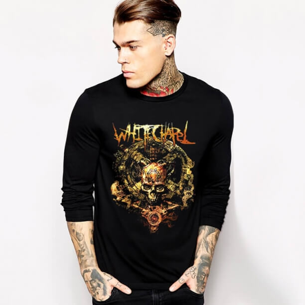 T-shirt longo da luva da faixa preta de Whitechapel