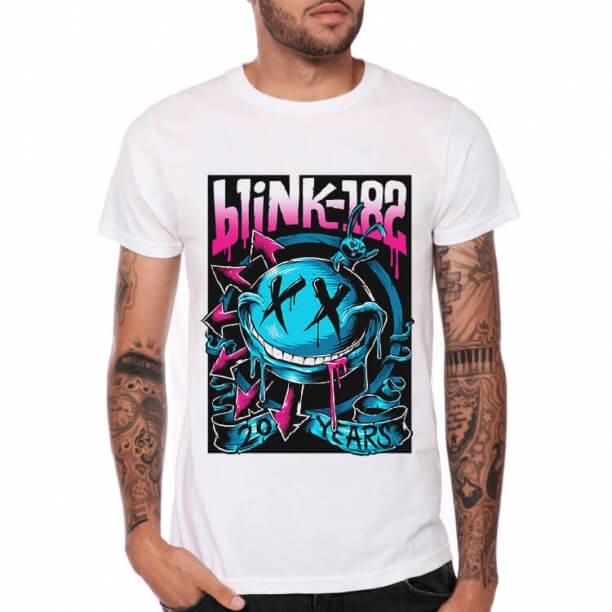 Blink 182 Band Rock White TShirt for Men WISHINY Blink 182 Band Rock White TShirt for Men WISHINY