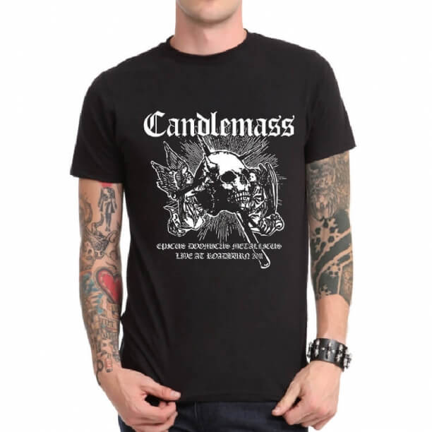 เสื้อยืดลาย Candlemass สีดำ Heavy Metal Tee