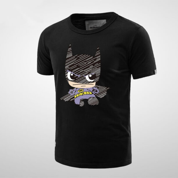 T-shirt de symbole Batman de dessin animé Tee-shirt de mens noir