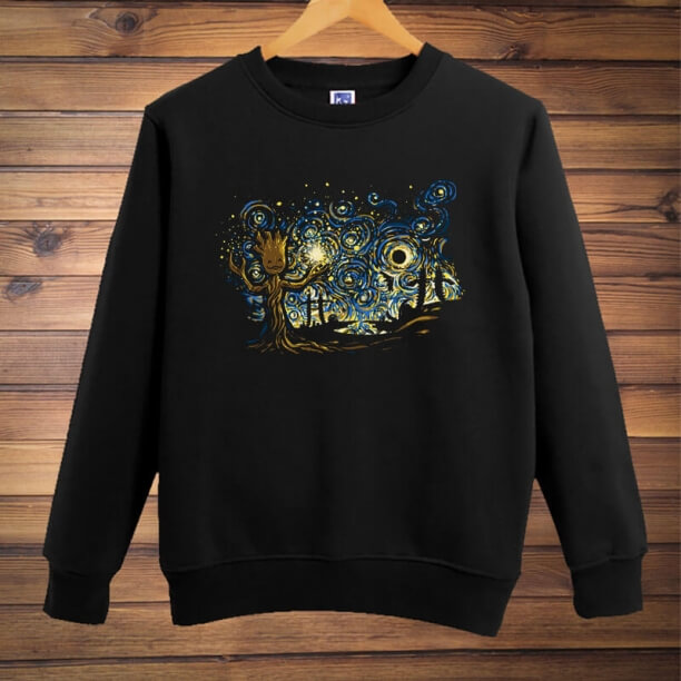 Serin Gotg Groot Kazak Galaxy Film Siyah Büyük boy Erkekler hoodie