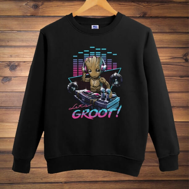 Cool Groot Hoodie Người giám hộ của Galaxy Đuôi áo choàng màu đen Sweatshirt