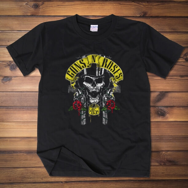 Tee-shirt Cool Guns And Roses Tee-shirt Femme en Coton Noir