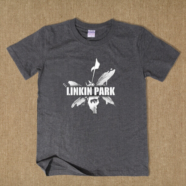 Cool เสื้อ Linkin Park เสื้อยืดสีเทาอ่อนเข้ม