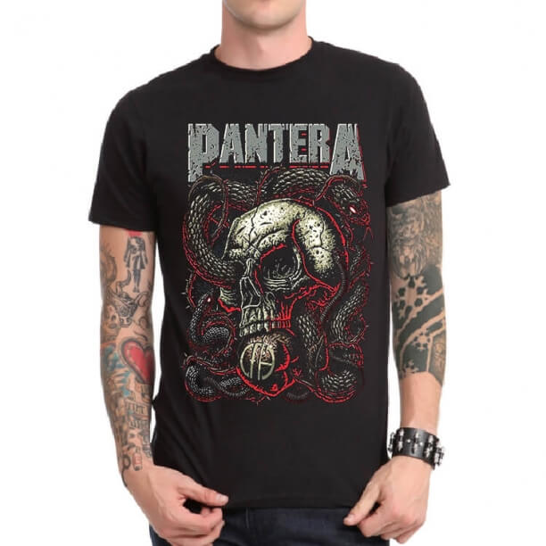 Mens için serin Pantera Kafatası T-shirt