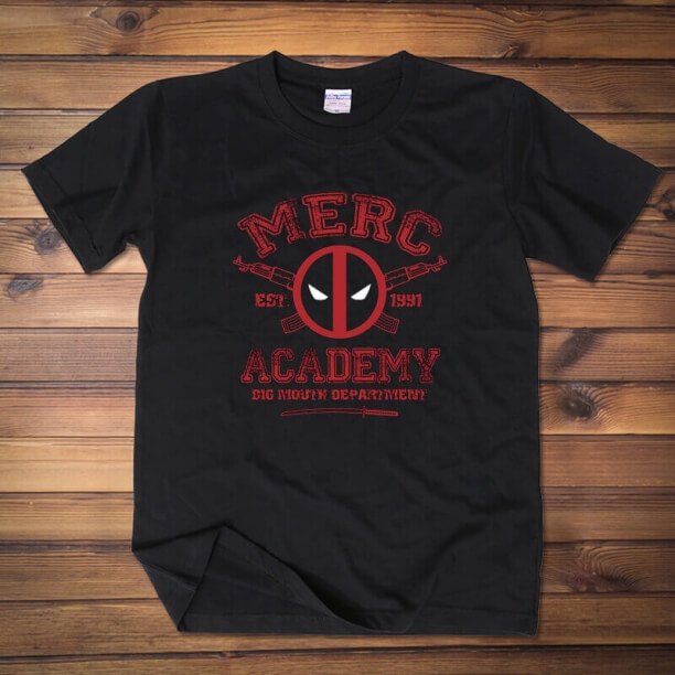 Deadpool Merc Akademisi Tee Gömlek Siyah Pamuk T