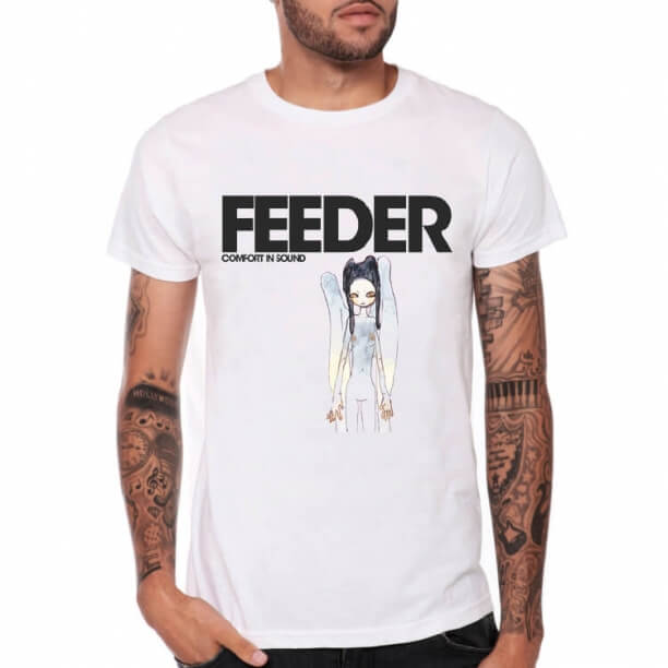 Alimentador Banda Rock T-Shirt Branco Heavy Metal Tee