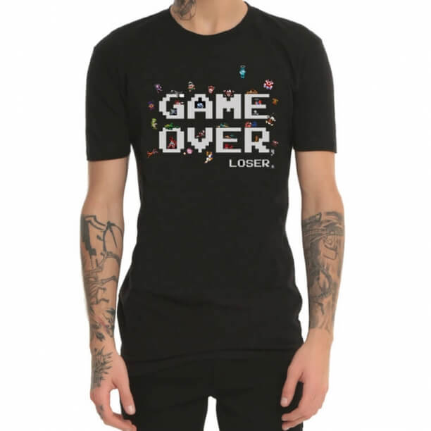 Game Over 8Bit 8-Bit Gaming Machine Red And White Printing T-Shirts