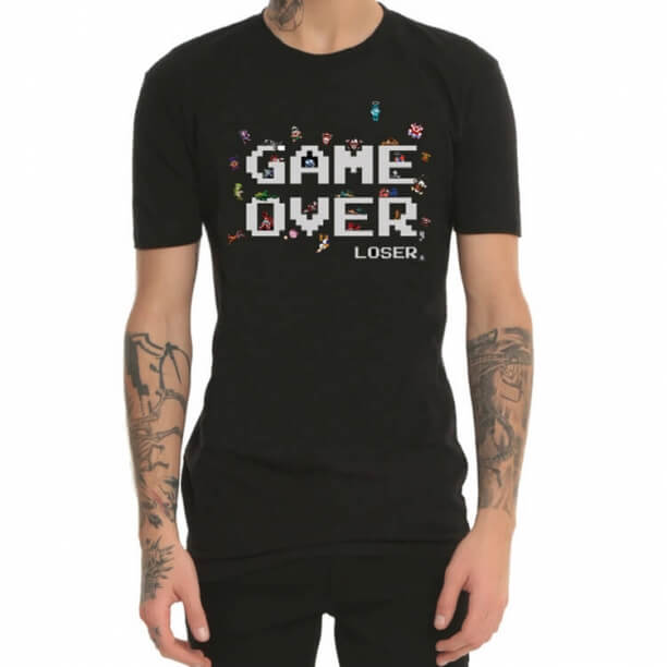 Game Over 8Bit 8-Bit Máy chơi game Màu đỏ và trắng in T-Shirts