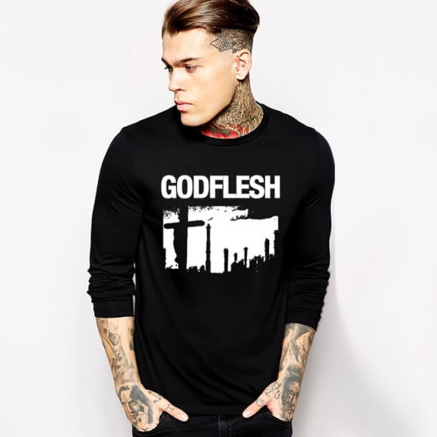 Godflesh เสื้อแขนยาว Tshirt Rock Music Team Tee