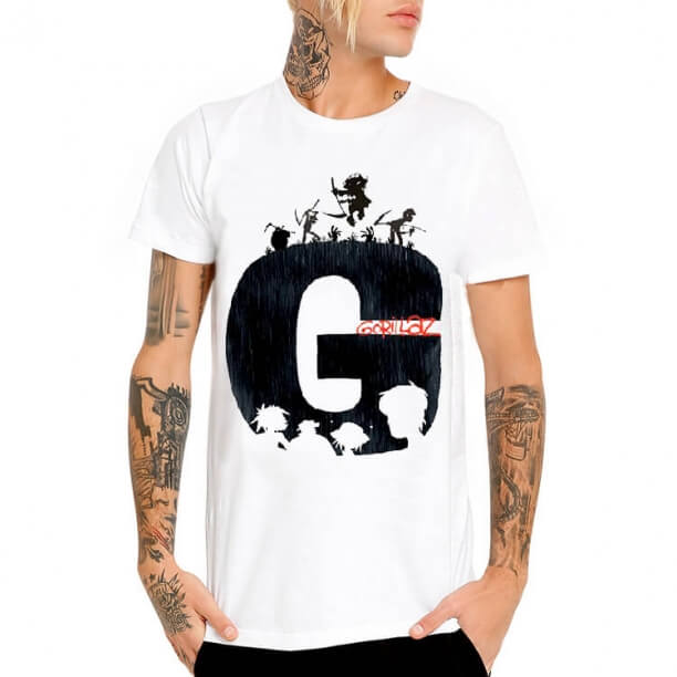 Gorillaz Rock T-Shirt Heavy Metal White Tee