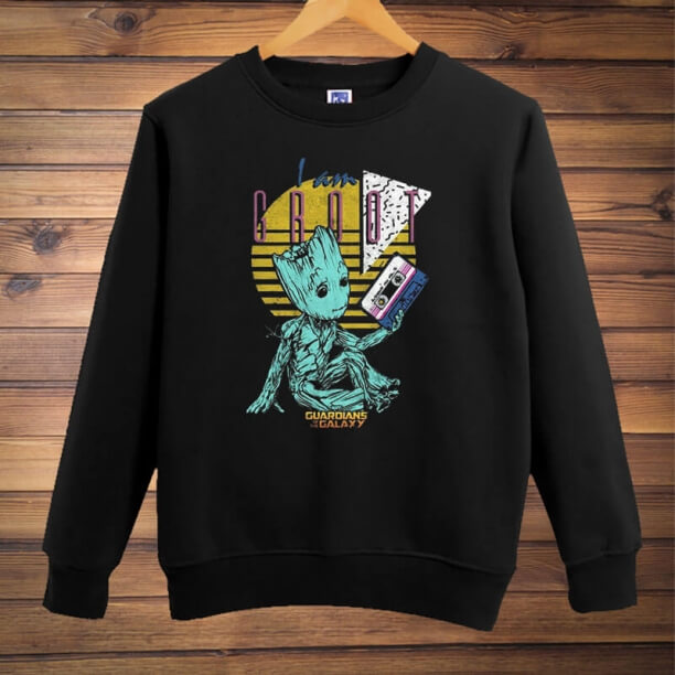 Mikina Groot Crewneck zahrada galaxie černá pánská mikina