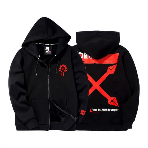 World of Warcraft Embroidered Horde Logo Hoodie WOW For The Horde Sweatshirt