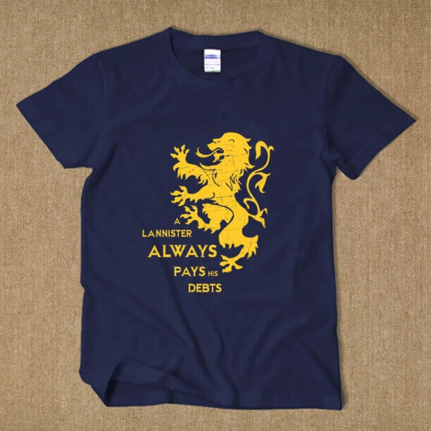 House Lannister Flag T-shirt Tilbage XXL Tee 