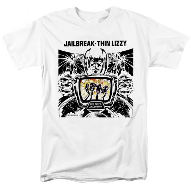 T-shirt classica jailbreak sottile con lucentezza Irlanda Rock Graphic Tees