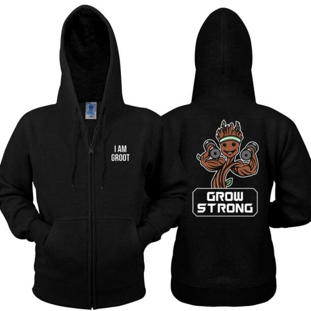 Adorável Grow Strong Hoodie Guardiões do Galaxy 2 Zipper Moletom